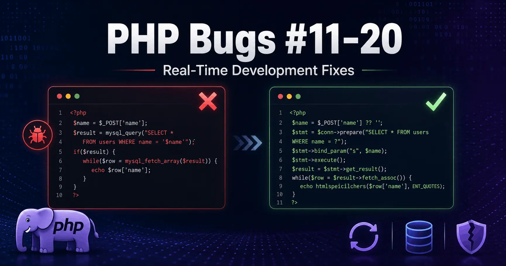 PHP bugs in real-time development, PHP common mistakes